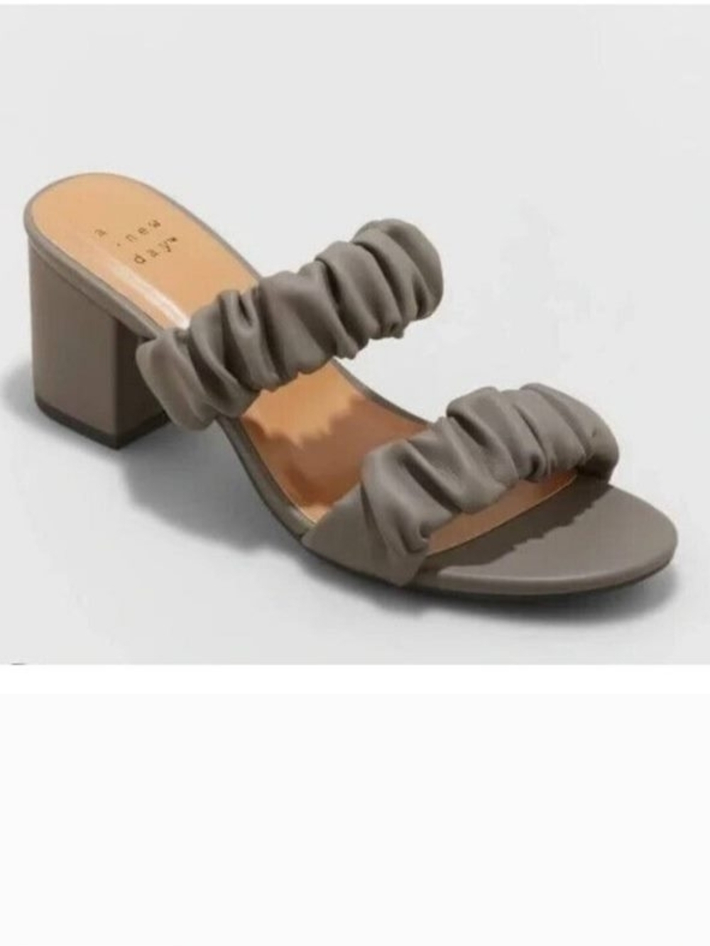 Target Taupe Ruched Double-Strap Block Heel Sandal